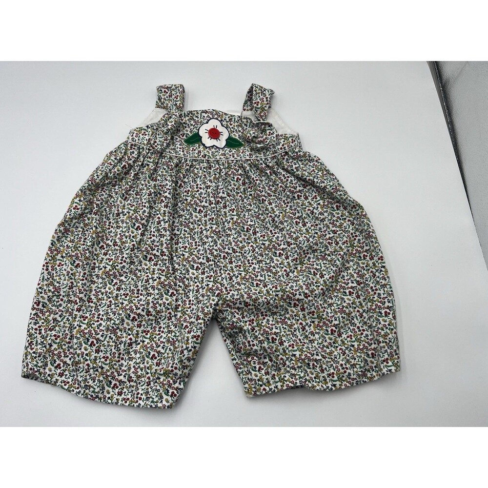 Vintage Girls Floral zu Overalls Embroidered Size 12M Baggy Fit 90s Retro